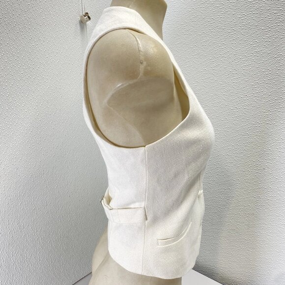Reiss Women’s Devon Linen Twill Tailored Vest Size 2 White — Fully Lined - Picture 6 of 12